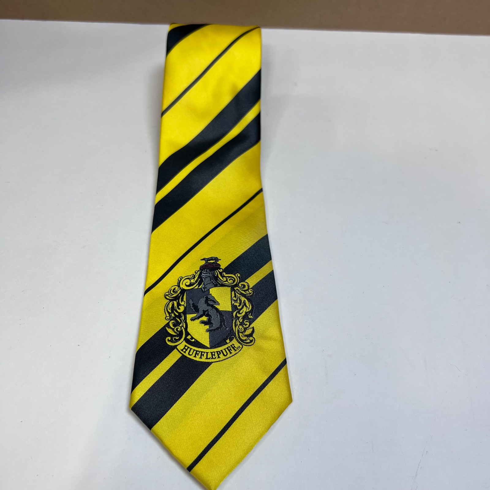 Harry Potter Hufflepuff House Crest Striped Necktie Yellow Black Cosplay Tie